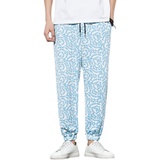 风夏季男士宽松大码哈伦裤薄款冰丝阔腿休闲裤219-2-H77-P45，男装休闲裤，星座219-2