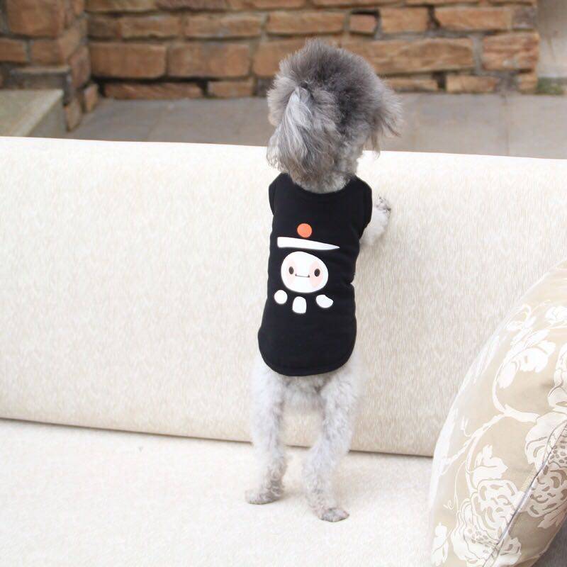 爱萌2018新款狗狗衣服春夏装 泰迪幼犬圆领印花无袖T恤 宠物服装
