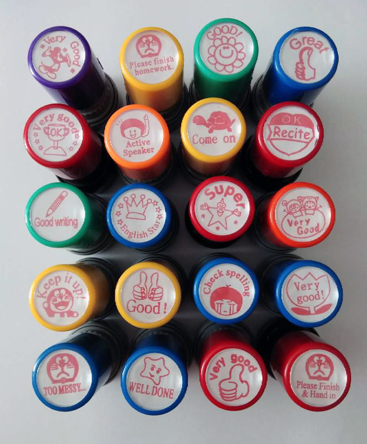 教师评语印章英文卡通2cm千次