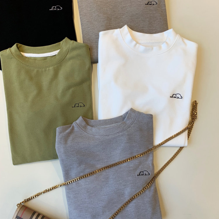 THE WOW自留软糯双面磨绒厚实温暖德绒修身圆领长袖打底衫T秋冬女