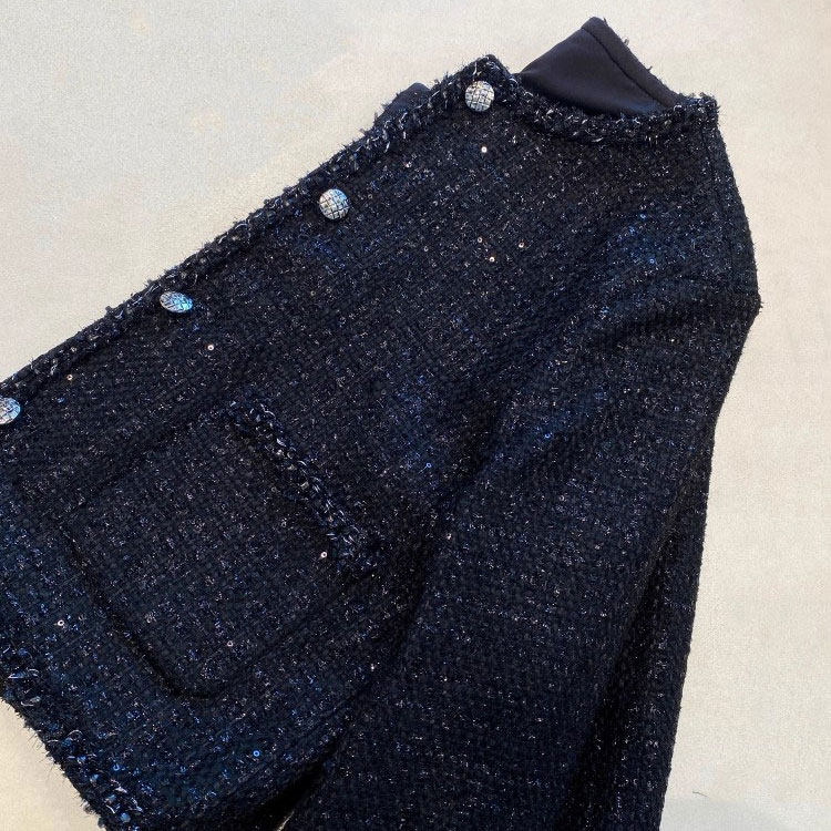 名媛范 贵气优雅高品质亮片圆领香风外套 显瘦短款上衣女秋季新款