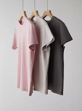 du家新色 春夏新款 三醋酸tian丝混面料 圆领短袖tee 女#15