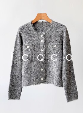 z元厂纱！490g棉+羊毛！合股纱流苏花边小香风针织开衫2025春季新