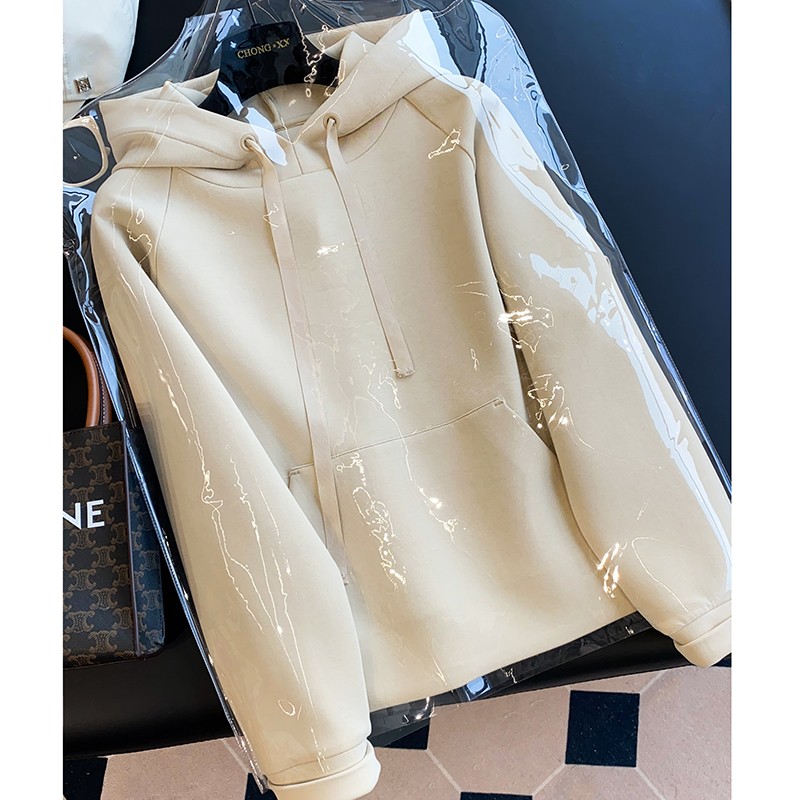 宽松休闲空气棉短款长袖连帽卫衣