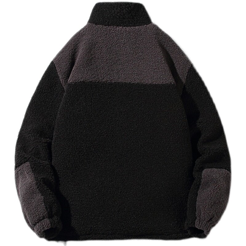 EY113白底港风冬季新款拼接加厚羊羔毛棉衣棉服外套宽松休闲P115,男装棉衣,电商C306