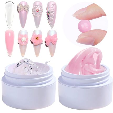 Pink/Clear/White Solid Builder Gel For Nails Hard Gel Extens