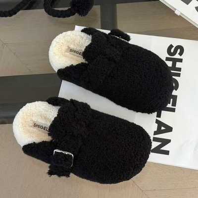 诗歌兰2025勃肯半拖鞋女秋冬外穿包头拖一脚蹬平底懒人鞋