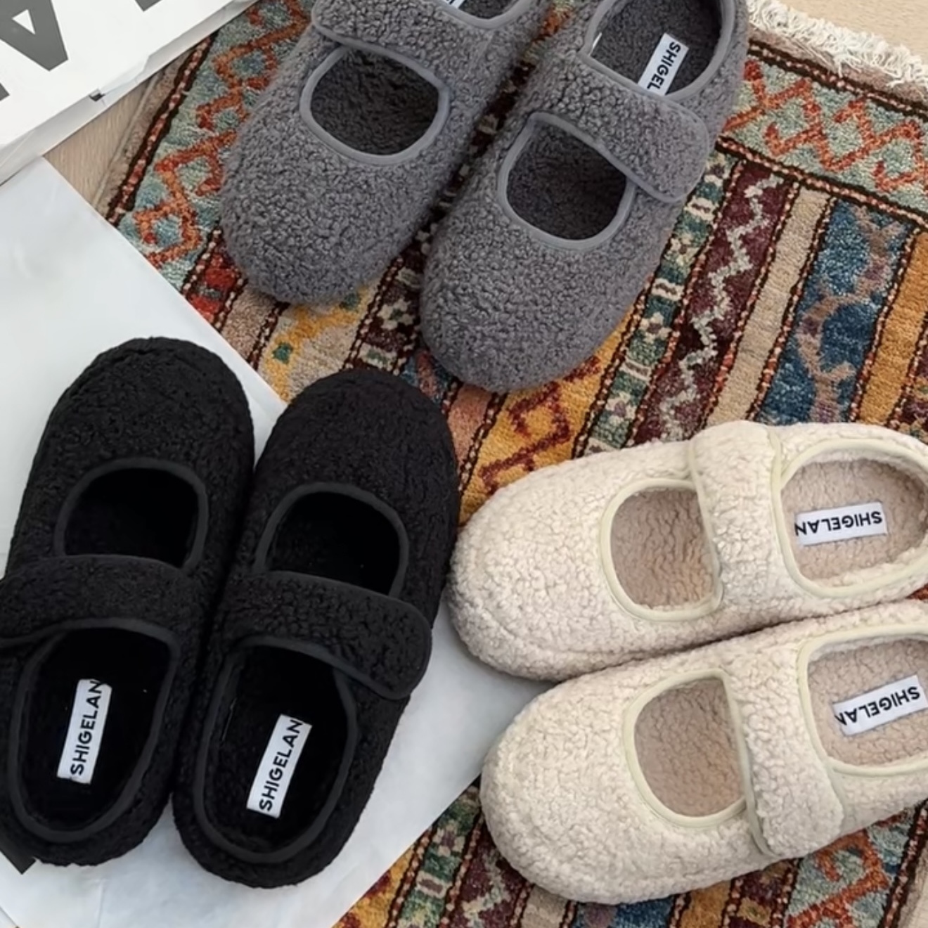 诗歌兰2025秋冬新款女加绒保暖玛丽珍鞋魔术贴休闲懒人棉鞋