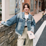 【春款现货】渐变宽松牛仔夹克外套207-021P135控208，女装短外套，卡莱