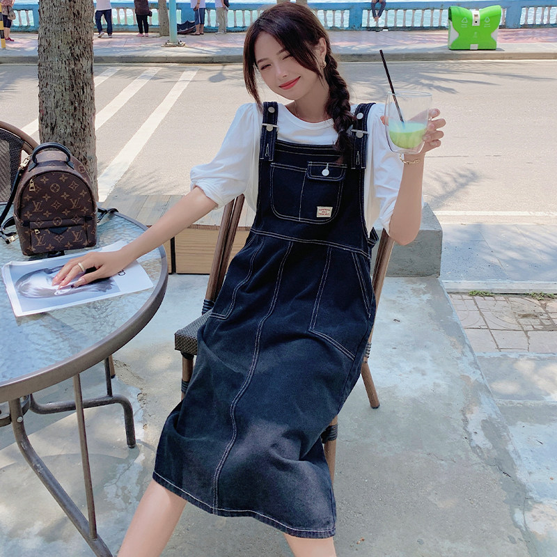 牛仔背带连衣裙女夏季女装2025新款夏装港味复古chic裙子图片