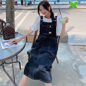 牛仔背带连衣裙女夏季女装2025新款夏装港味复古chic裙子图片