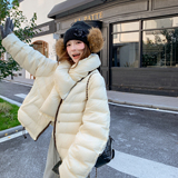 新款现货可脱卸围脖排骨90羽绒服207-1866P345控478，女装羽绒服，卡莱
