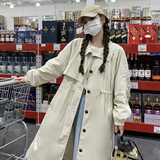 休闲慵懒风衣外套女春秋2025独特超火好看抽绳收腰立领中长款大衣，女装风衣，卡莱