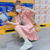 活泼减龄绿色西装套装裙女夏季薄款2025新款网红百褶裙两件套夏装，女装套装/套裙，卡莱