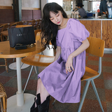方领泡泡袖连衣裙女夏a字裙娃娃裙小个子甜美初恋温柔风小众设计，女装连衣裙，卡莱