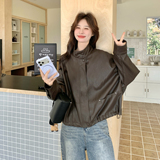 【新款】立领蛋白皮皮衣短外套207-8032P150控248，女装短外套，卡莱