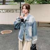 【春款现货】渐变宽松牛仔夹克外套207-021P135控208，女装短外套，卡莱