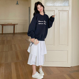 时尚假两件卫衣连衣裙女2025春新款韩系宽松显瘦慵懒风休闲长裙子，女装连衣裙，卡莱