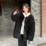 新款环保皮草小香风皮毛一体外套207-1812P205控298，女装短外套，卡莱