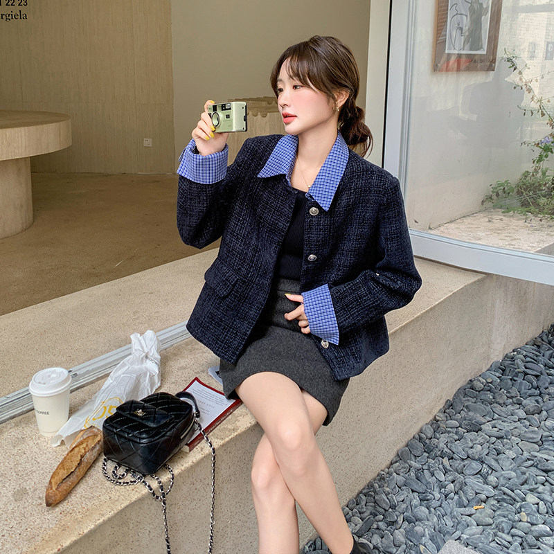 【春款现货】数据好假两件拼接小香风外套207-1067P145控228,女装短外套,卡莱