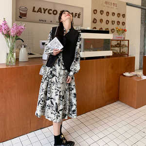 【现货春款】数据好水墨画连衣裙马甲2件套装207-026P155控238，女装套装/套裙，卡莱