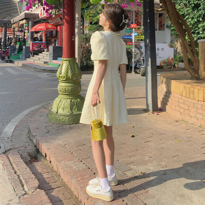 可拿数据好 更新方领提花泡泡袖连衣裙207-J2233P105控158图片