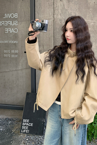 【新款】 设计感抽绳宽松短款风衣外套207-8038P165控268图片