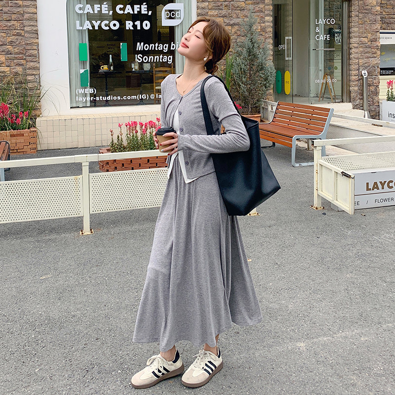 【新款】现货显瘦卫衣开衫半身裙三件套207-8816P175控258,女装套装/套裙,卡莱