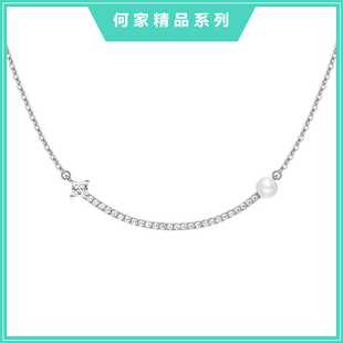 HEFANG何方ins珠宝平衡锁骨链简约设计高级感气质吊坠珍珠项链女