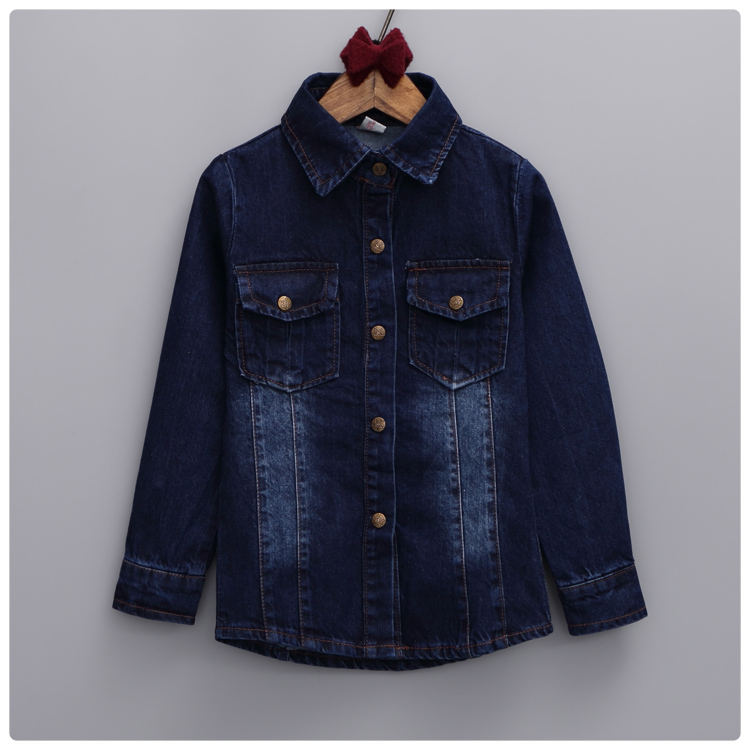 Chemise enfant à manche longue en toile - Ref 2083810 Image 1