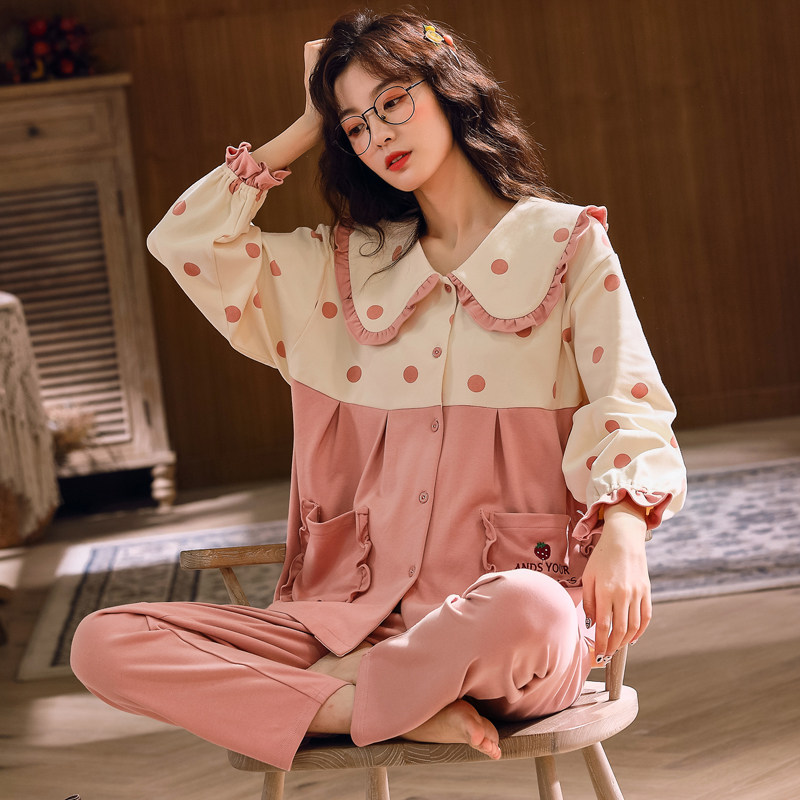 睡衣女士纯棉长袖薄款情侣学生春秋冬季款全棉家居服男士大码套装