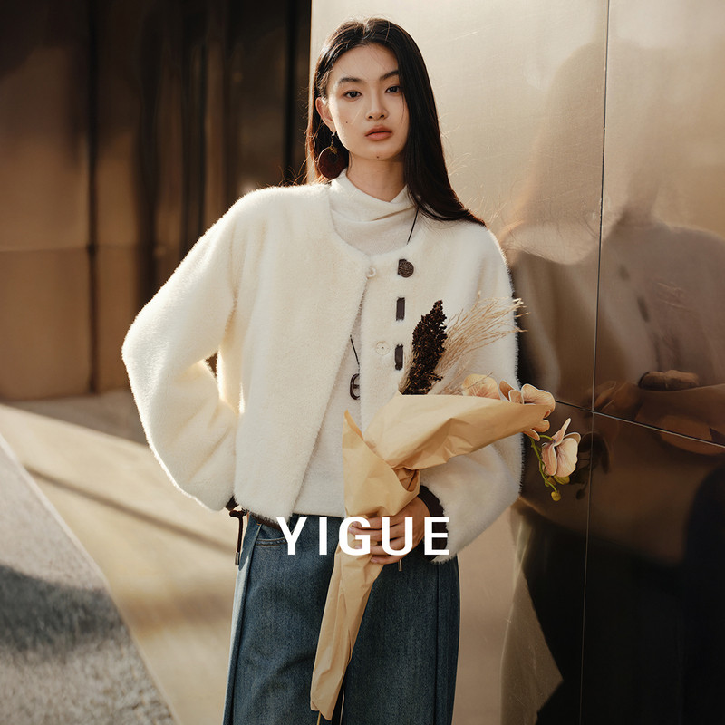 【专柜买手珠珠】亦谷仿貂毛环保皮草女冬季复合皮毛一体短款外套,女装/女士精品,短外套,淘宝优惠券,粉丝福利购,淘宝优惠卷