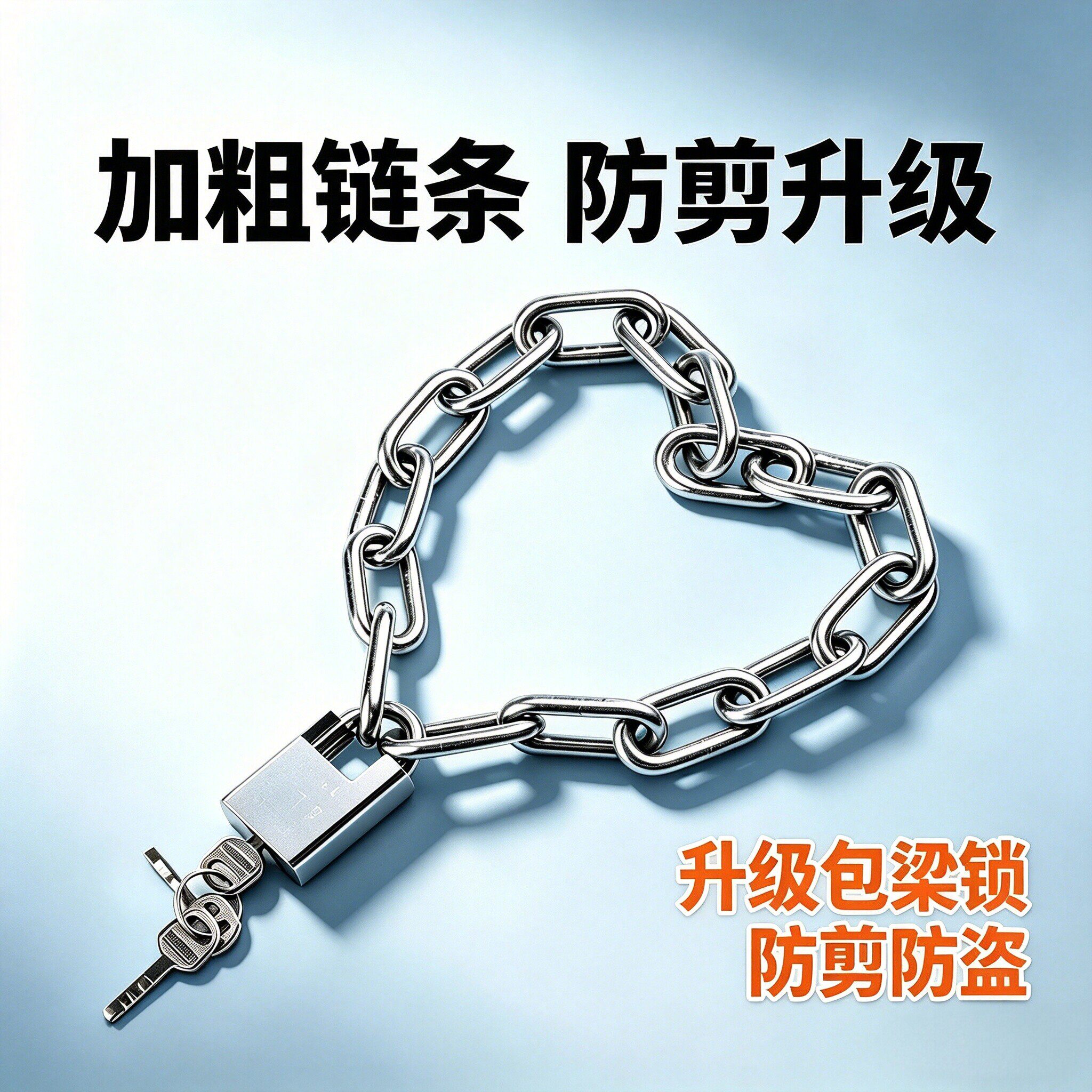 加粗防剪不锈钢链条锁防撬抗液压剪电动车摩托车家用大门防盗锁
