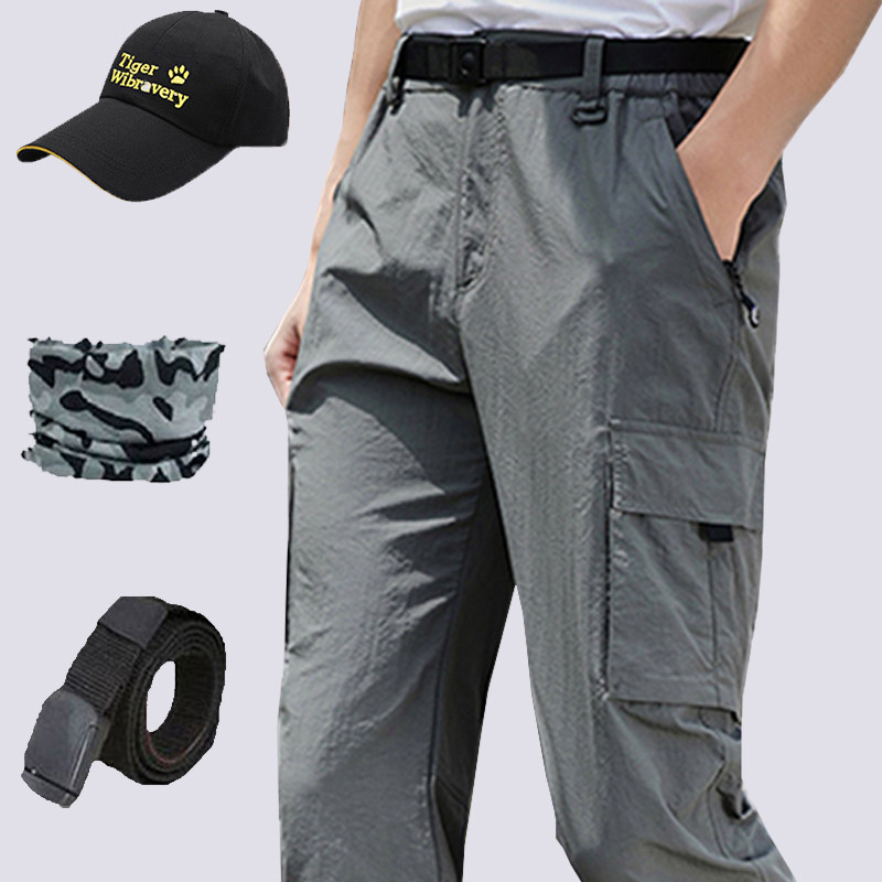 户外速干裤男夏季薄款工装裤透气防晒行山宽松徒步登山冲锋长裤子