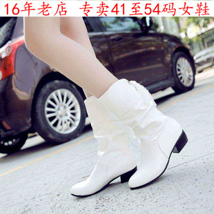41到47特大码女鞋42外贸43新款44中跟中筒靴45女靴子46粗跟骑士靴