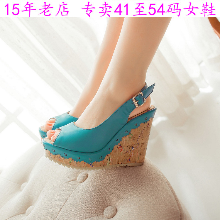 41一43特大码女鞋鱼嘴凉鞋松糕鞋