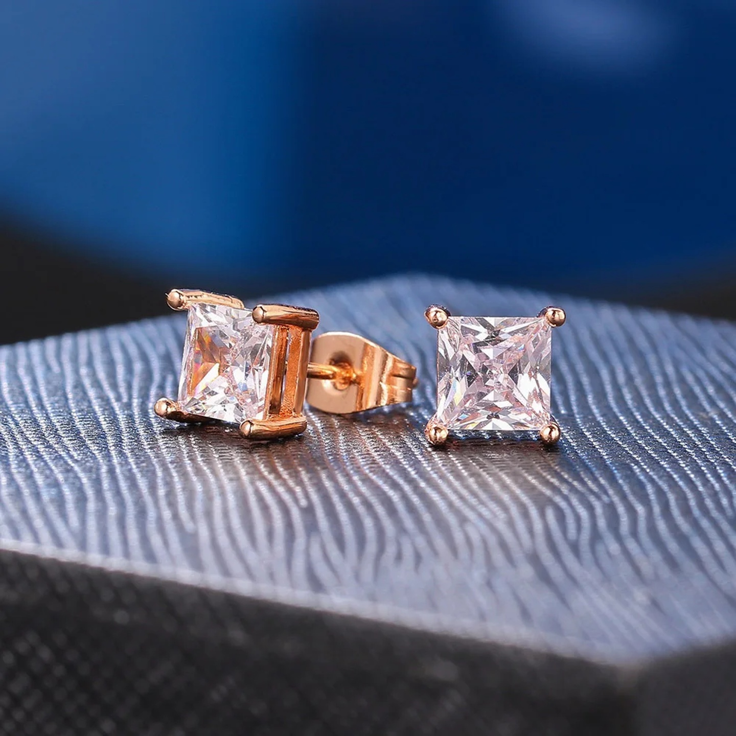 Popular Square Zircon Stud Earrings For Men Women Classic E
