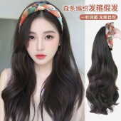 水钻麻花发箍假发网红一体懒人自然甜美仿真发长卷发水波纹半头套