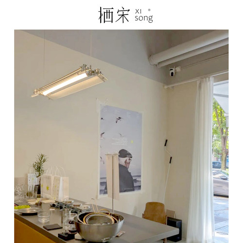 包豪斯一字餐厅吧台光轴吊灯设计师展厅咖啡厅办公室前台长条灯具