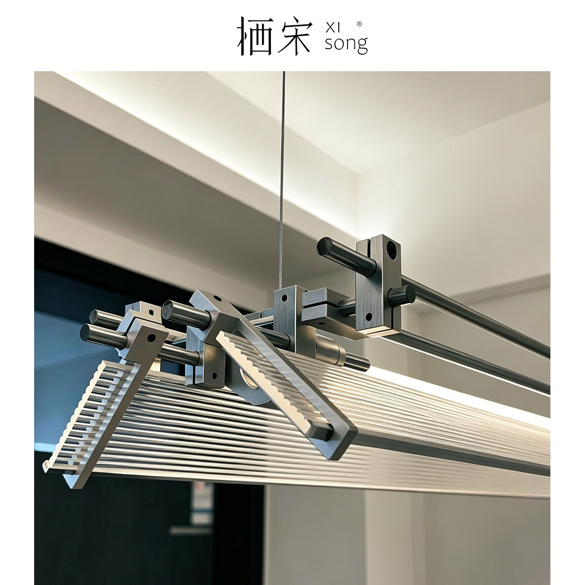 包豪斯一字餐厅吧台光轴吊灯设计师展厅咖啡厅办公室前台长条灯具