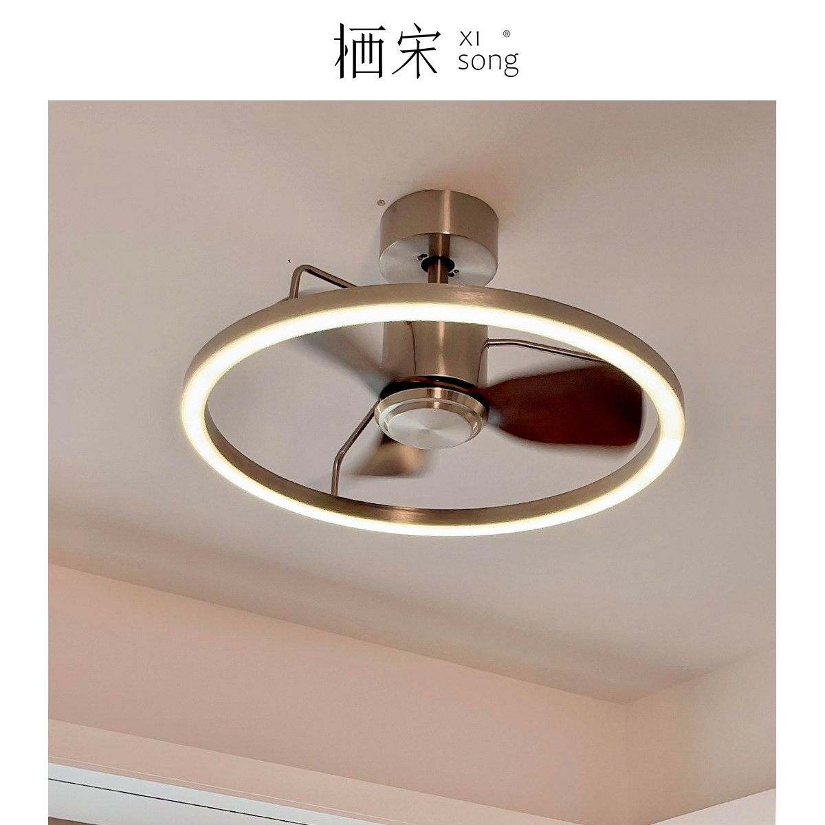 中古包豪斯吸顶风扇灯主卧室电扇灯静音复古美式工业风餐厅吊扇灯