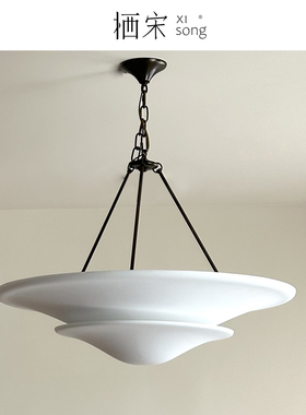 美式vc法式客厅灯餐厅全铜设计师复古别墅卧室侘寂风中古石膏吊灯