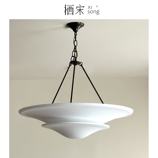 美式 客厅灯餐厅全铜设计师复古别墅卧室侘寂风中古石膏吊灯 vc法式