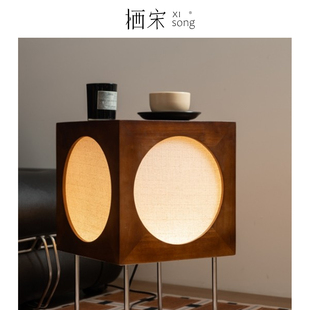 中古风落地灯客厅沙发旁边几氛围灯卧室床头柜小户型角几边桌台灯
