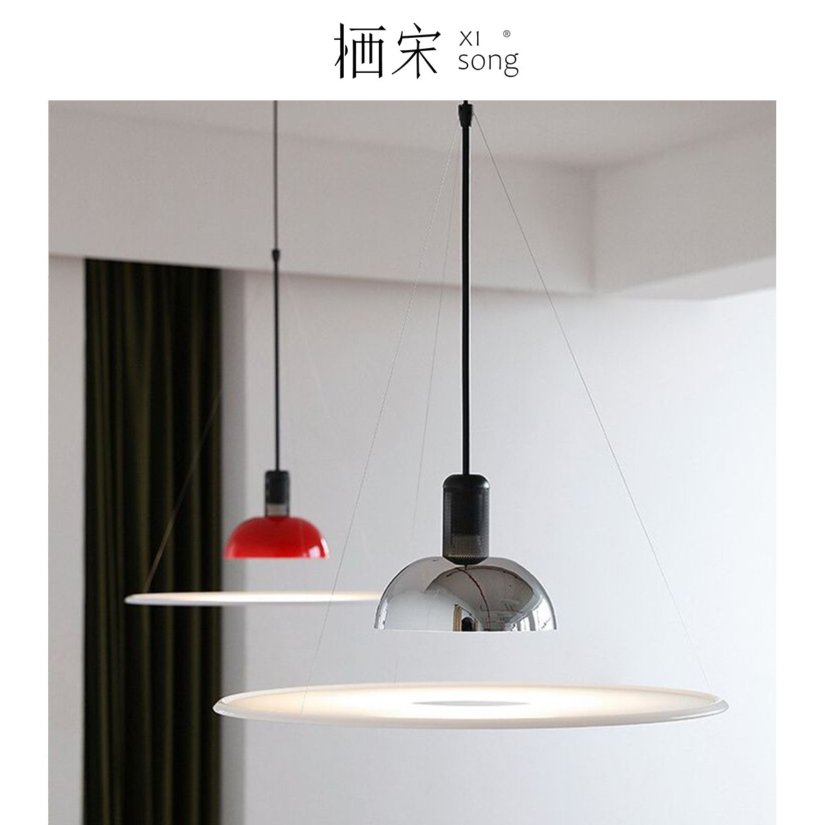 意大利frisbi餐厅吊灯中古包豪斯餐桌灯现代简约设计师极简飞碟灯