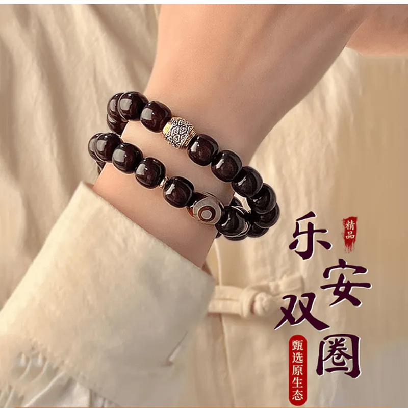 向乾墨玉菩提子手串正品乐安双圈天然溏心老料九眼手链男女盘文玩