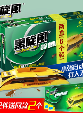 黑旋风蟑螂药家用蟑螂屋2盒6个装灭蟑螂全窝端胶饵贴捕捉器强力粉