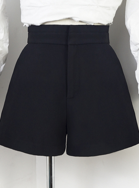 短裤女2025秋季新款高腰显瘦西装a字阔腿裤黑色宽松外穿休闲裤子