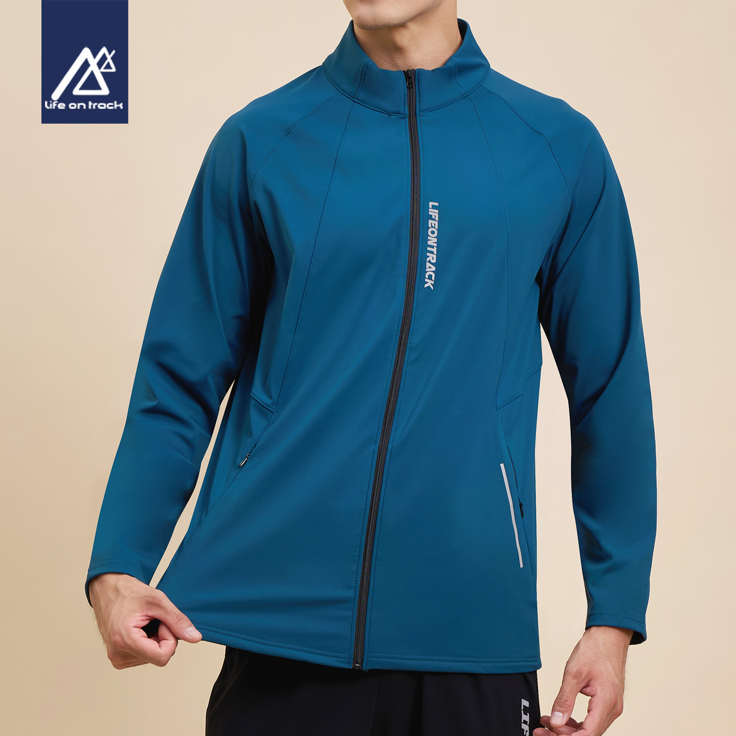 跑步运动外套男加绒保暖健身运动套装立领马拉松训练服晨跑服上衣