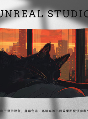【窗边猫咪】原创挂布ins漫画背景布宿舍氛围感挂毯卧室房间墙布